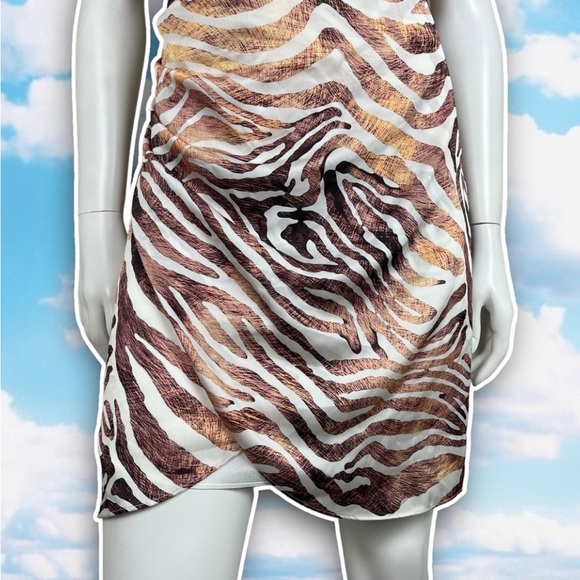 DRESS THE POPULATION Briella Zebra Print Mini Dress Cocktail Party Jungle Safari - Picture 5 of 15
